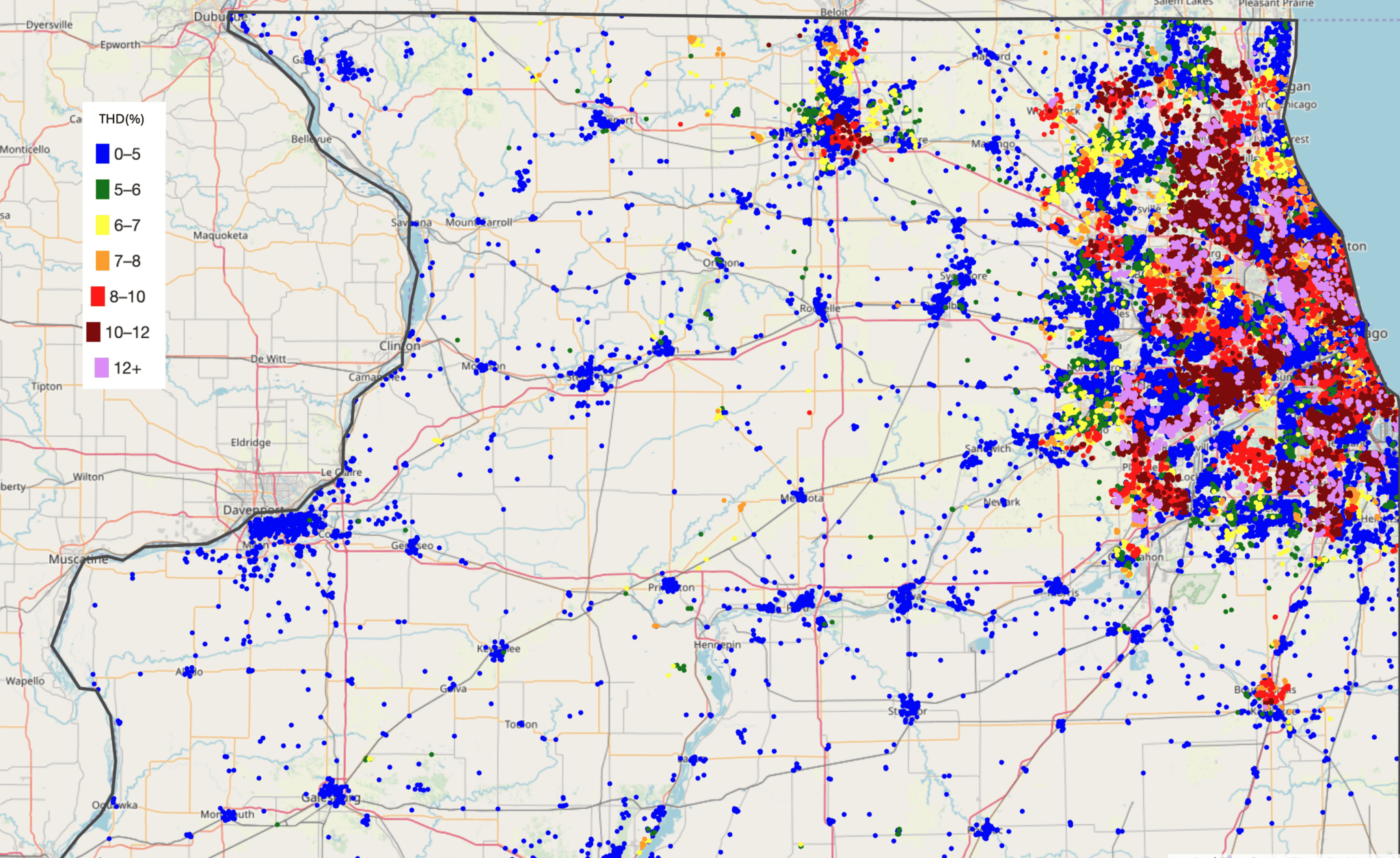Sensors in Chicago, IL, THD data for October 2024.