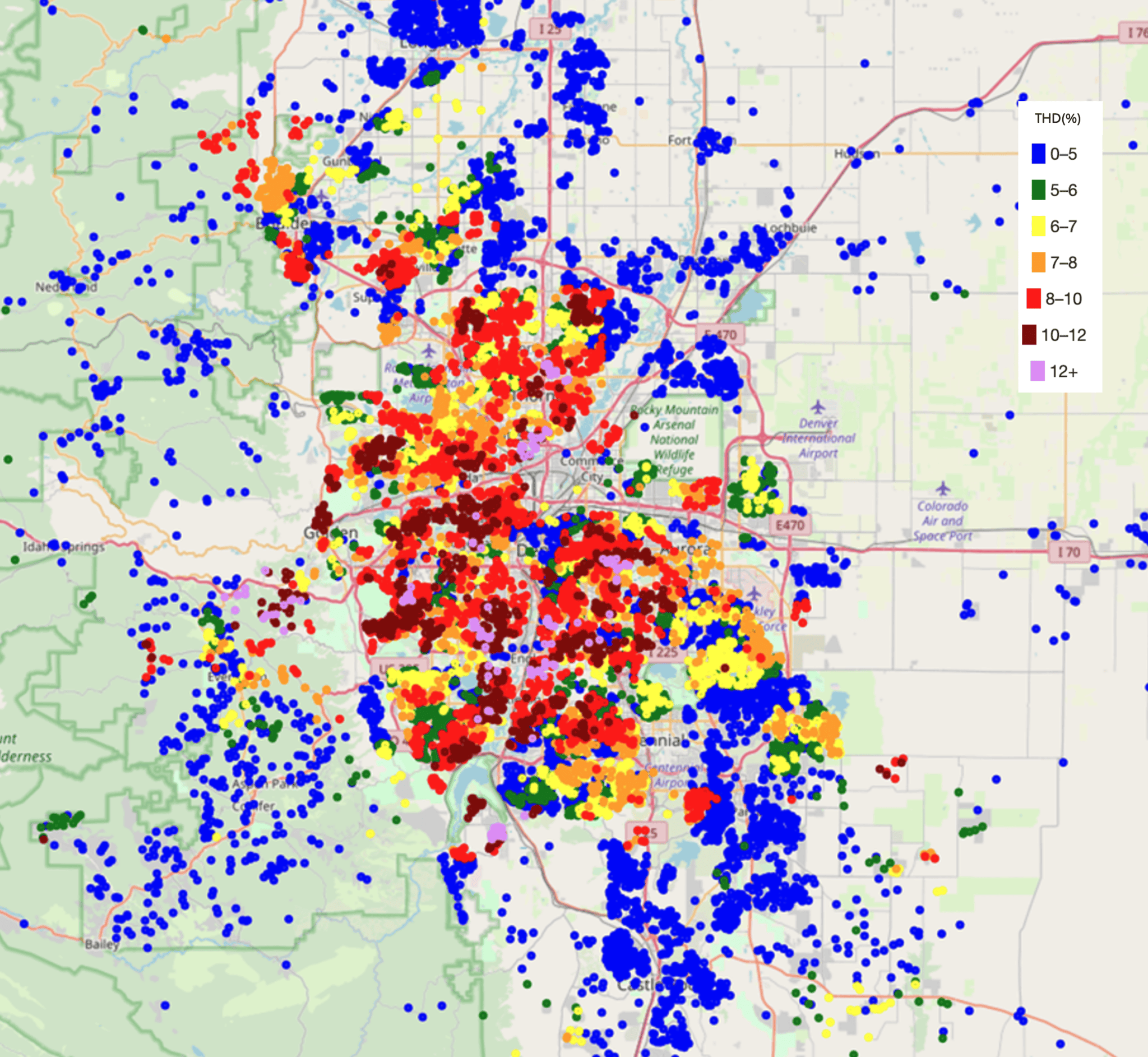 Sensors in Denver, CO, THD data for October 2024.